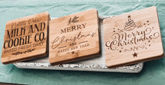 Holiday Engraved Wooden Hot Pad Set of 3