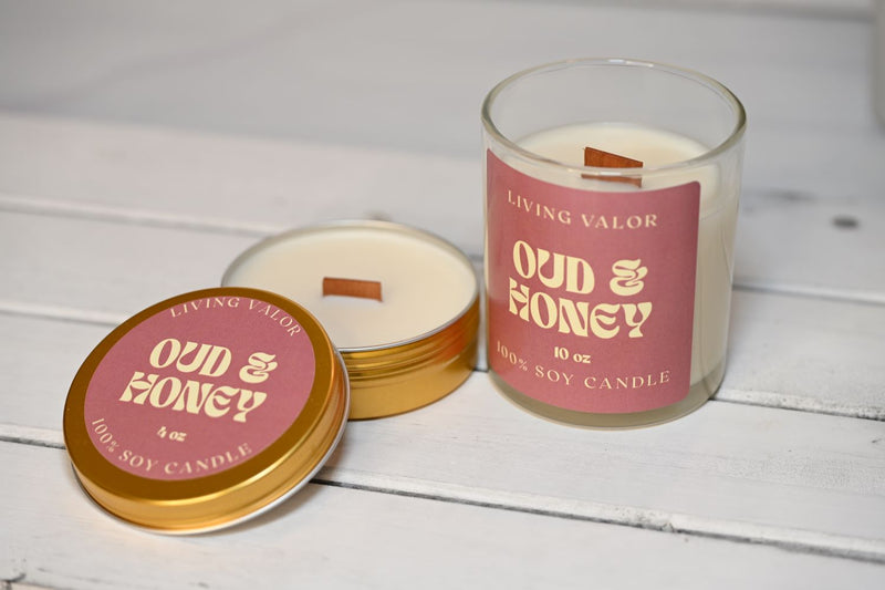 Oud and Honey Soy Candle - 10oz Glass Jar